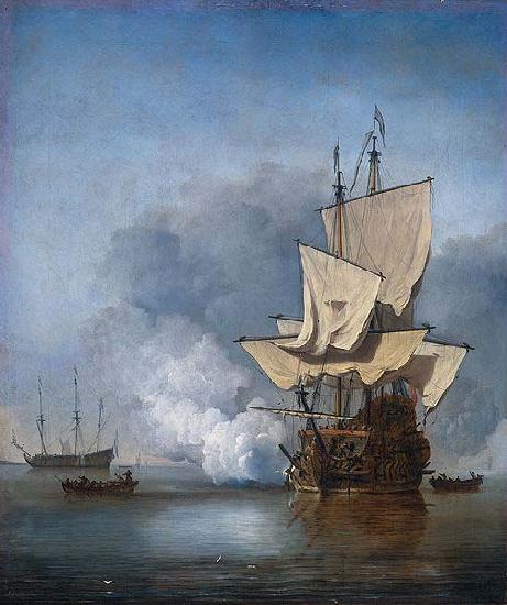 VELDE, Willem van de, the Younger The pendants The cannon shot and The gust in the collection of the Rijksmuseum Amsterdam oil painting image